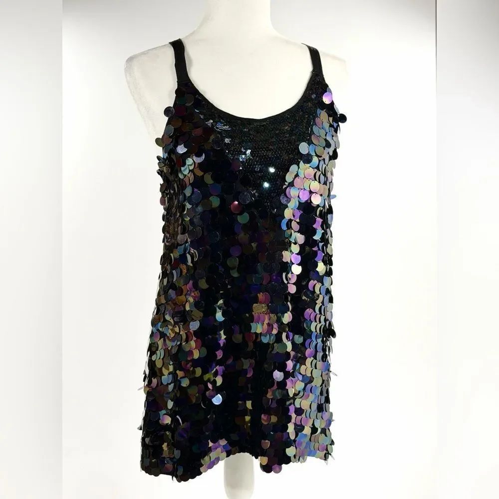 Anthropologie Vanessa Virginia Black Sequin Tank Tunic – Size S